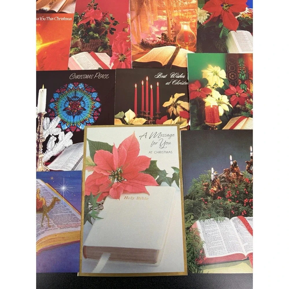 Vintage Christmas Cards Fronts ONLY Bibles Scrapbooking Decoupage Lot of 50+
